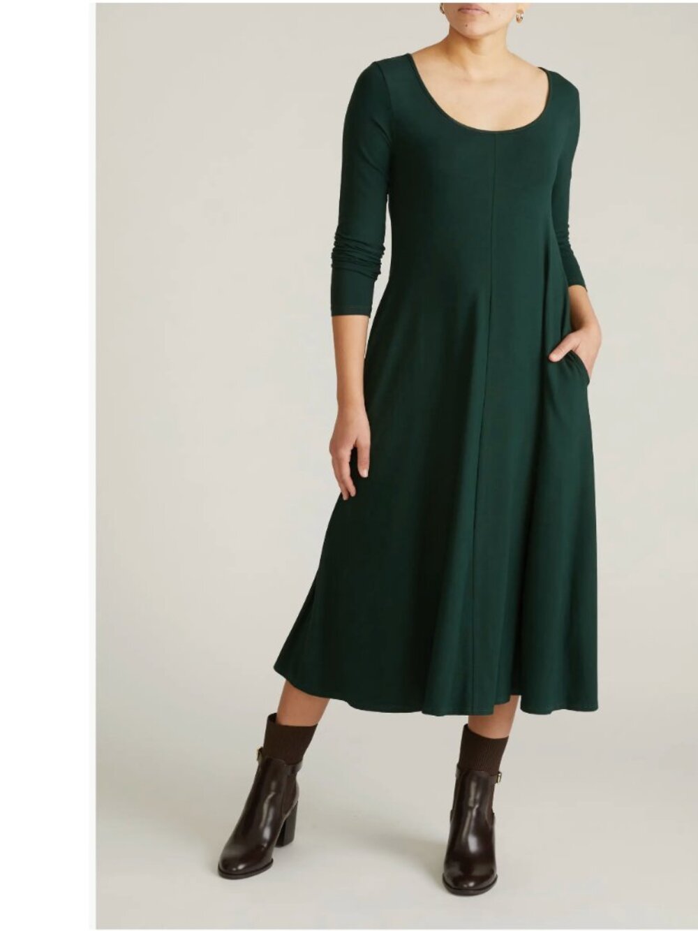 Universal Standard Women's Cora Long Sleeve Jersey Midi Dress Green Large 22-24